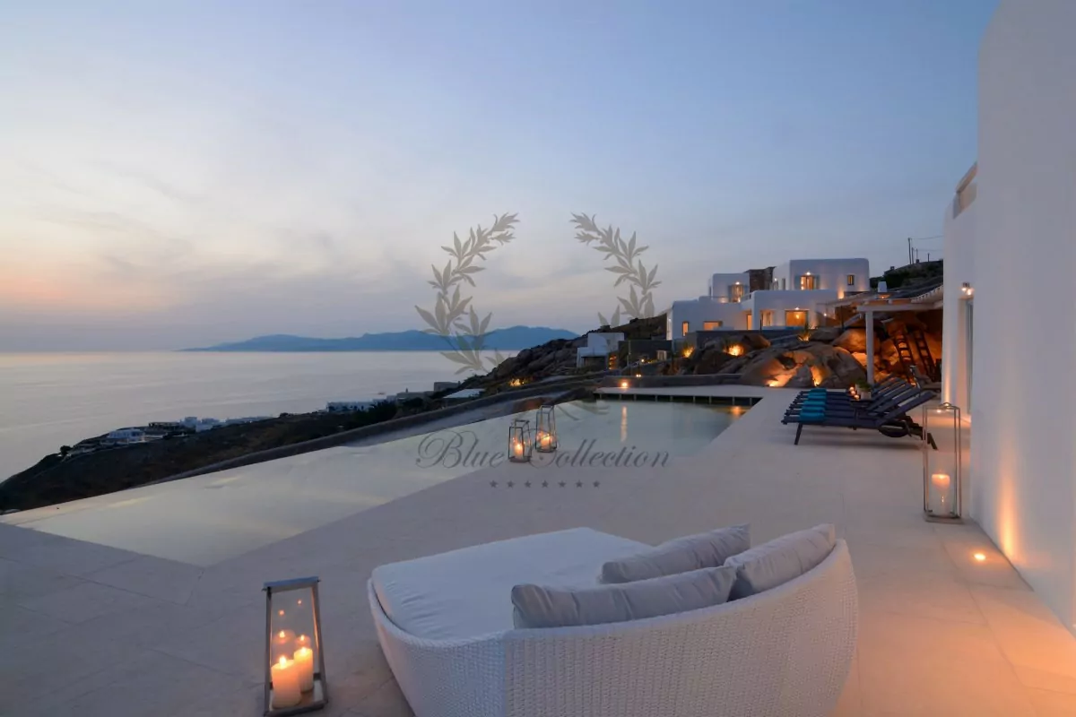 Superior Villa for Rent in Mykonos | REF: 180412162 | CODE: PLV-1 | Private Pool | Amazing Sunset and Sea views | Sleeps 14 | 7 Bedrooms | 7 Bathrooms