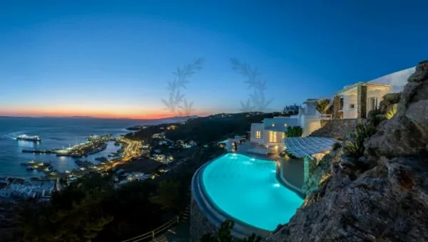 Mykonos Luxury Villa for Rent | Tourlos | Private Pool | Mykonos Town & Sea views 