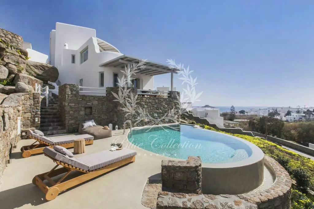 Elegant Villa for Rent in Mykonos Greece | Platis Gialos | Private Pool | Sunrise & Sunset Views | Sleeps 12 | 6 Bedrooms | 5 Bathrooms | REF: 180412255 | CODE: VVR-2