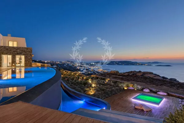 Royal Villa in Mykonos Greece for Rent | Tourlos | Private Infinity Pool | Stunning Sea & Sunset Views 