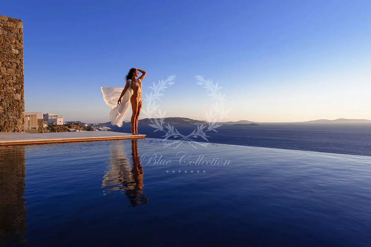 Private Villa for Rent in Mykonos – Tourlos | 1 Private Heated Infinity Pool + 4 Private Pools | Sea, Sunset & Mykonos Town Views | MTL-6