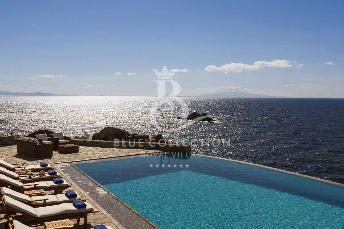 Luxury Seafront 2-Villas Complex for Rent in Mykonos - Agios Lazaros | 2 Private Heated Pools | Sea & Sunset views | ASL-21