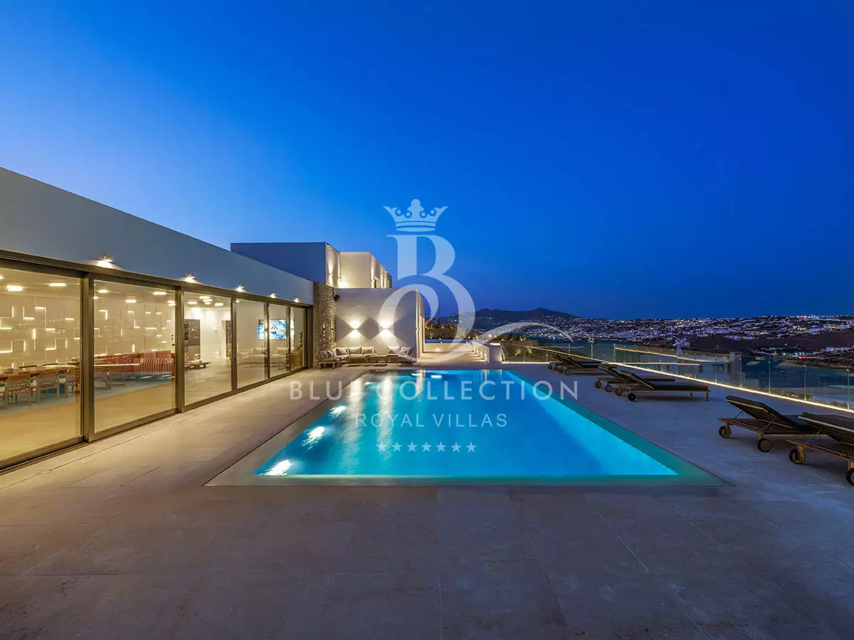 Presidential Villa for Rent in Mykonos – Greece | Ornos | REF: 180413386 | CODE: MKG-4 | 2 Private Pools | Sea & Sunset View | Sleeps 20 | 10 Bedrooms | 15 Bathrooms