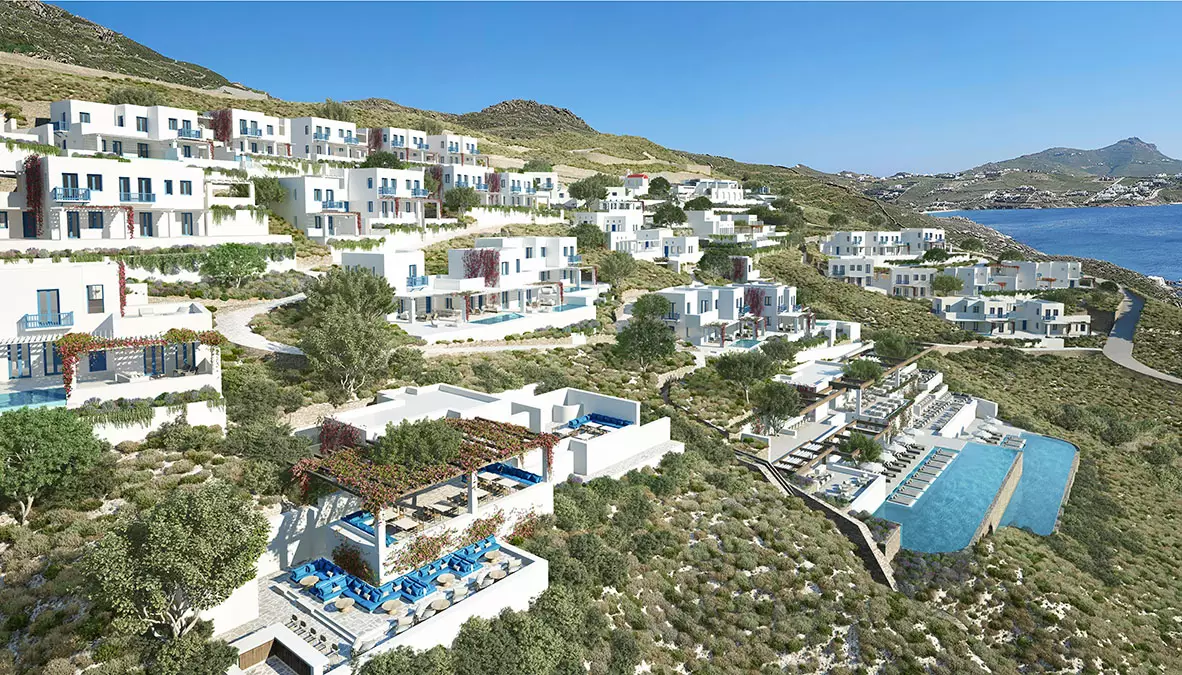 Luxury Mykonos Villas and the new Four Seasons Mykonos resort at Kalo Livadi beach