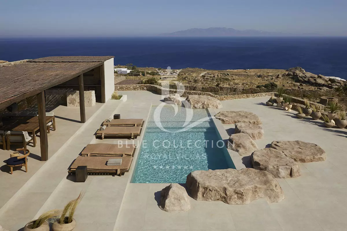 Ultra-Luxury Villa for Rent in Mykonos – Pirgi | Multiple Private Pools | Spa & Gym | Sea View | VVR-14