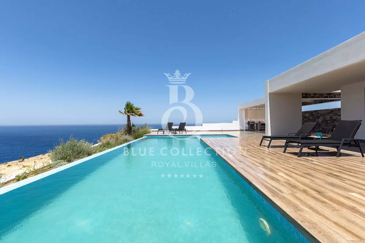 Modern Seafront Villa for Rent in Crete - Heraklion | Private Heated Pool | Sea & Sunset View | CHV-55